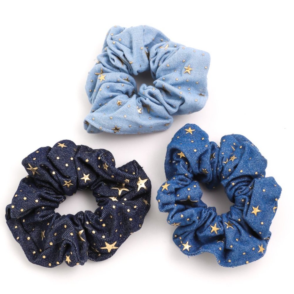 Denim stars Hair Scrunchies Set